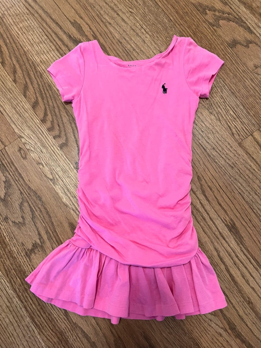 Ralph Lauren Hot Pink Girls Polo Ruffle Hem Dress